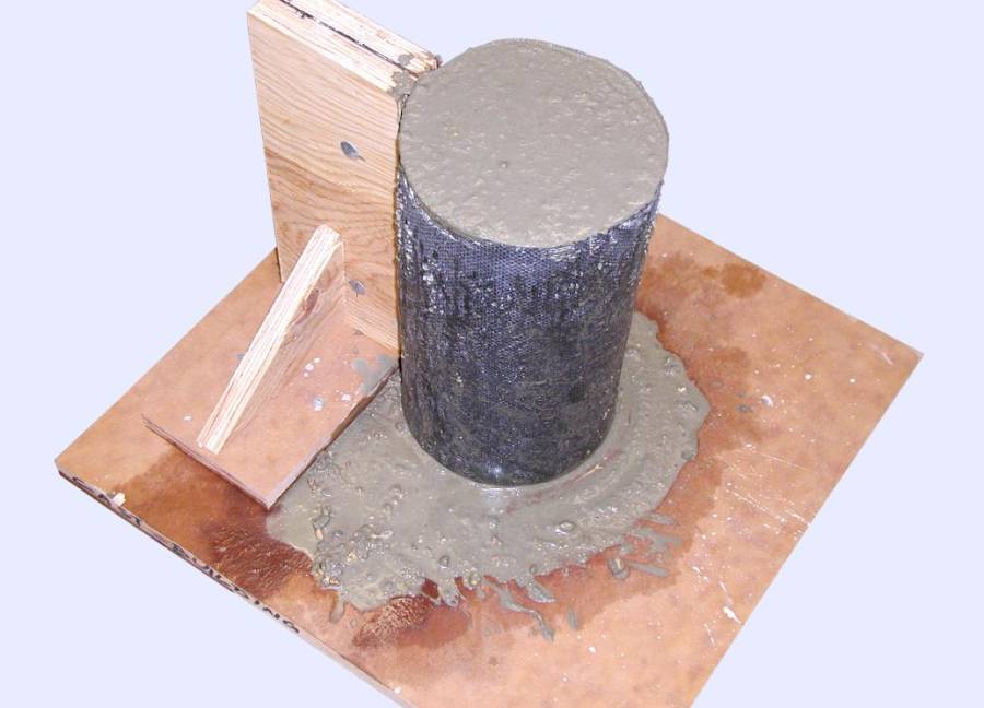 Figure 22: Fabric mold filled with fresh concrete.